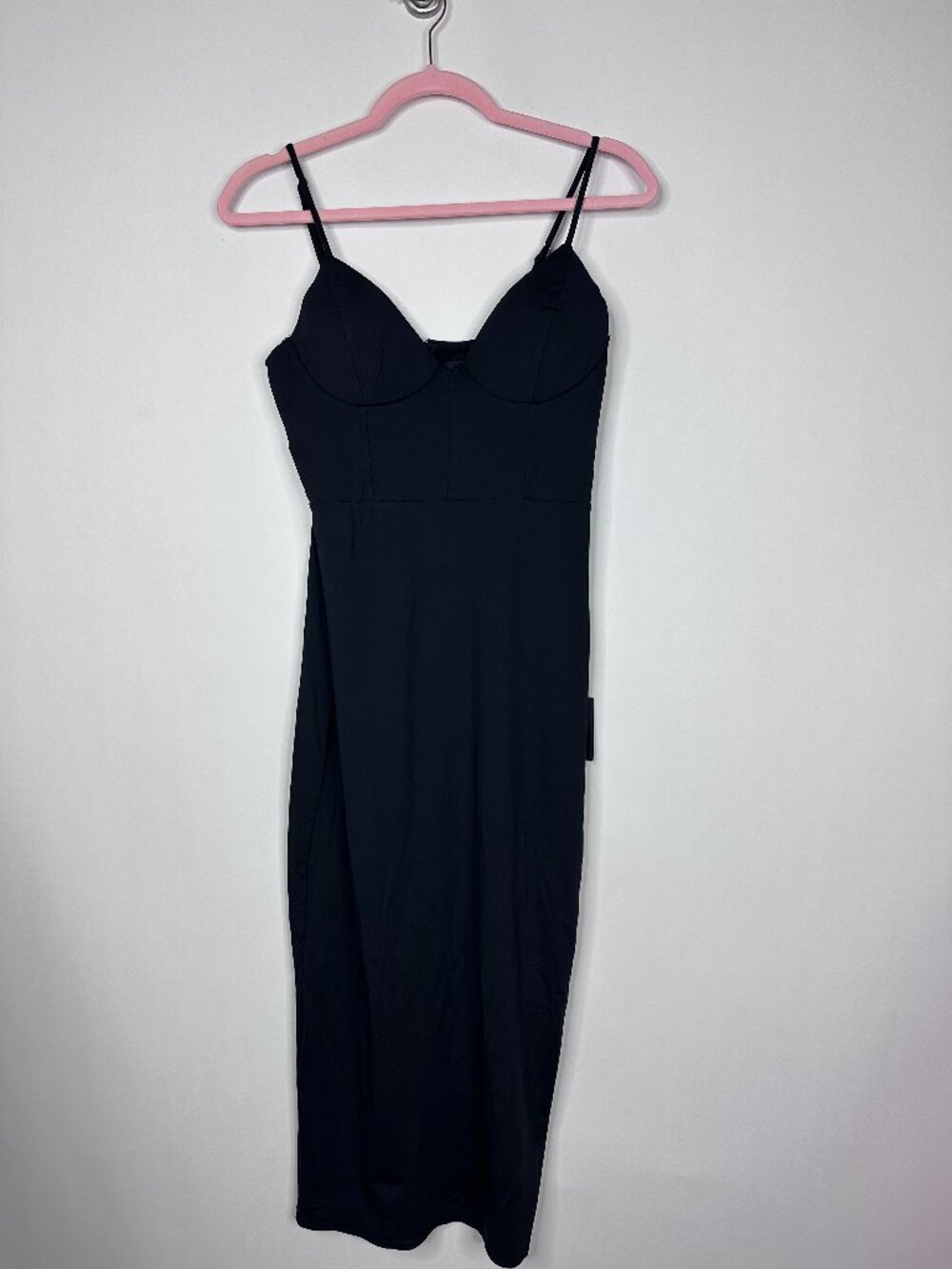 NWT Lulus Sophisticated Soiree Black Bustier Midi Bodycon Dress Medium #A2663 - Picture 3 of 12